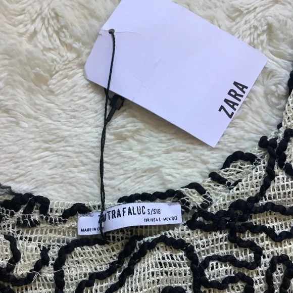 𝅺ZARA Embroidered Mesh/Net Oversize Boxy Tank Top - Picture 8 of 10